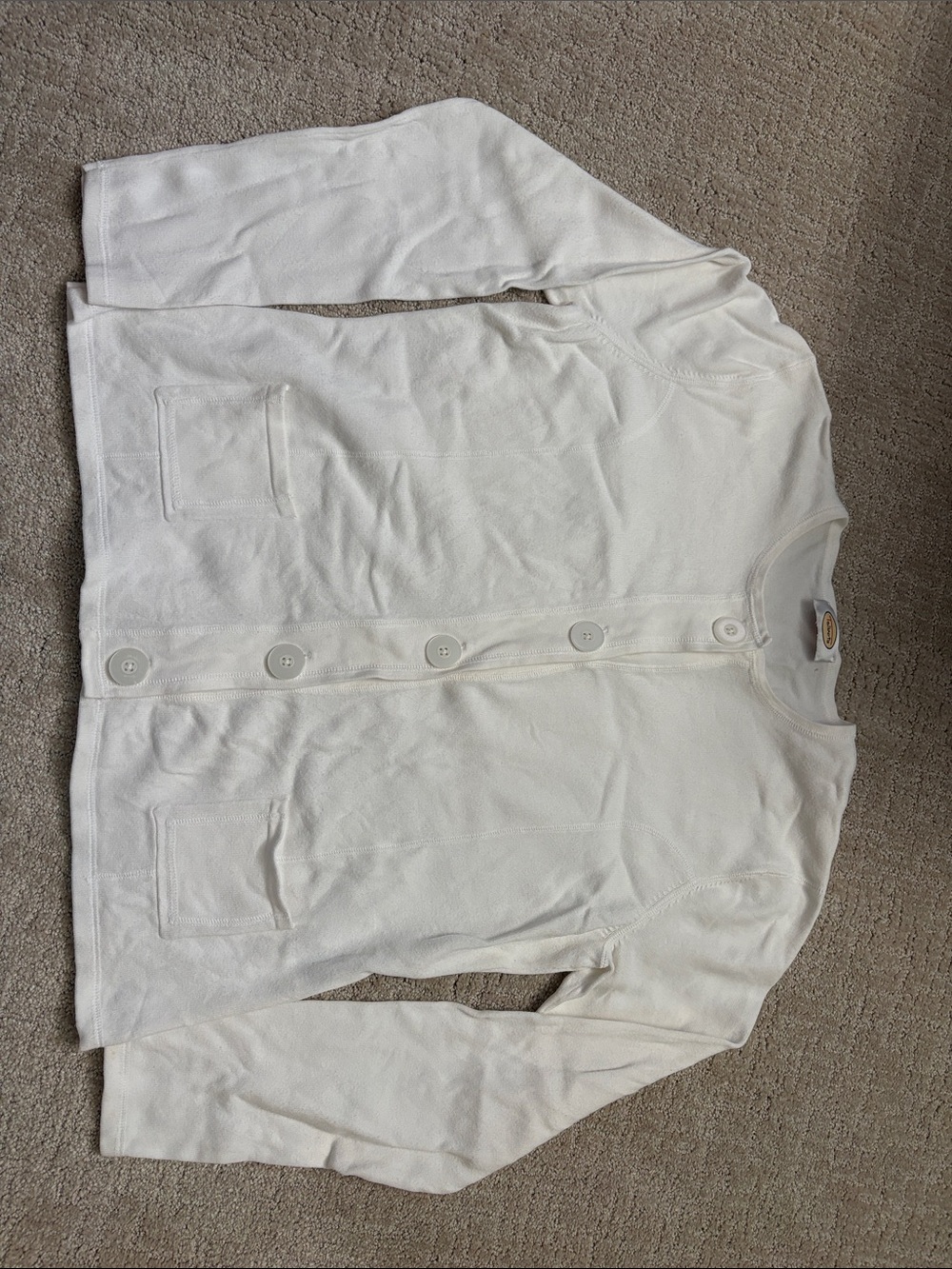 Talbots White Button-Front Knit Cardigan Women’s Large Cotton Spring Summer